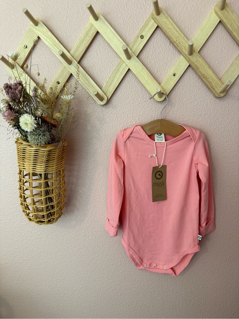 Musli by GREEN COTTON Pink Long-Sleeve Baby One-Piece